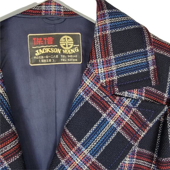 Jackson Wang Wool Blend Plaid Blazer - Picture 3 of 4